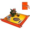 HNXTYAOB Repotting Mat for Indoor Plant Transplanting and Potting Soil Mess Control Portable Succulent Planting Potting Tray Gardening Gifts for Women Men Plant Lover Gifts (Orange 27" x 27")