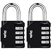 Diyife 4 Digit Combination Lock, [2 Pack] Outdoor Weatherproof Padlock, Plated Steel Resettable Locks for School Gym Locker, Sports Locker, Fence, Toolbox, Gate, Case, Hasp Storage (Black)