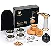 Woody Flavors at Home Cocktail Smoker Kit – Drink Smoker Bartender Kit with Torch, Sphere Ice Molds, Aromatic Wood Chips – Professional Bourbon Smoker Kit for Cocktails, Whiskey. No Butane (STD)