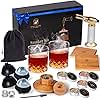 Woody Flavors At Home Old Fashioned Cocktail Smoker Kit for Whiskey, Bourbon, and Drinks with Cherry Smoker, Natural Wood Chip Flavors, Culinary Torch, Ice Cube Spheres, 2 Coasters, 2 Glasses