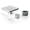 Bernkot Square Shower Drain 6", 304 Stainless Steel Floor Drain w/Hair Strainer, Grid Shower Drain w/CUPC Certified, Brushed