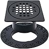 4 Inch Drain Grate Kit Compatible with Schluter Kerdi-Drain Flange Square Shower Floor Drain SS304 Stainless Steel and ABS Material - CUPC Certification, Matte Black