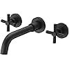 sumerain Matte Black Bathroom Faucet,Wall Mount Black Bathroom Faucets and Rough-in Valve Included