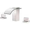 Waterfall Widespread Bathroom Faucet Brushed Nickel, 3 Hole 8 Inch Vanity Faucet sumerain