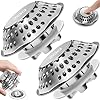 zaa Bathtub Drain Stopper, 2 Pack Upgraded 2in1 Tub Stopper Bathtub Drain Cover Hair Catcher, Pop Up Bathtub Drain Plug, Replaces Lift & Turn, Tip-Toe or Trip Lever, for 1.46-2" W Drain Hole, Silver