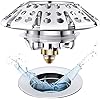 AzWzz Universal Tub Stopper Bathtub Drain Plug, Pop Up Tub Drain Hair Catcher, Drain Cover with Strainer, for 1-3/8 to 2in Bath Drain Hole