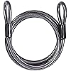 DELSWIN Security Steel Cable with Loops - 3/8 inch (10 mm) Thick (6' or 15') Heavy Duty Bike Steel Cable Vinyl Coated Braided Cable for U-Lock and Padlock