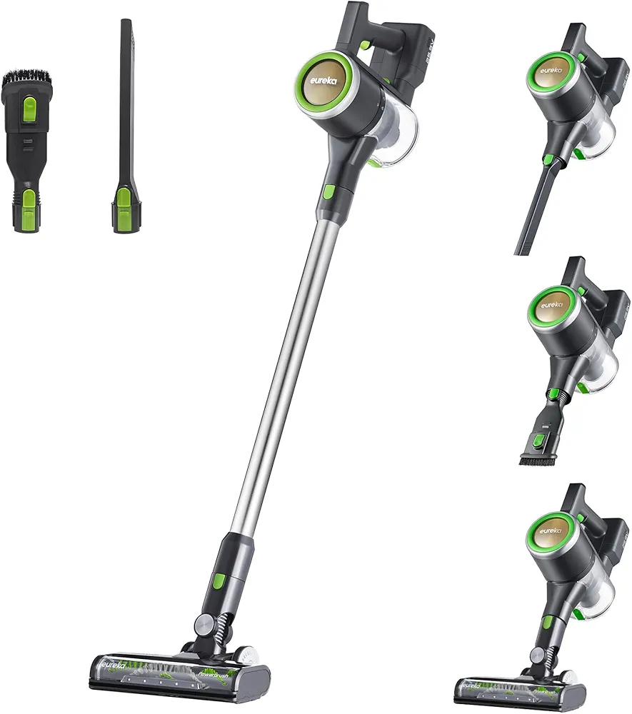 Eureka Lightweight Cordless Stick Vacuum Cleaner Convenient for Hard Floors, Rechargeable Handheld Vacuum Cleaner Portable with Powerful Motor Efficient Suction, RapidClean Ultra NEC370GR, Moss Green