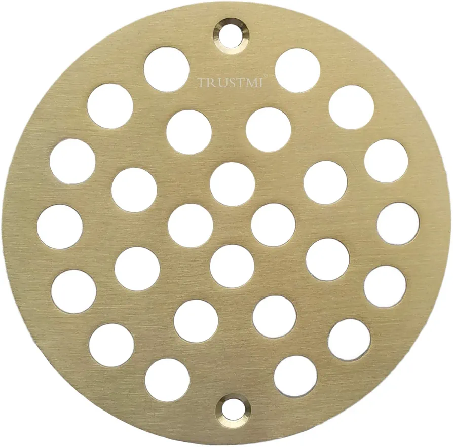 TRUSTMI 4 Inch Screw-in Shower Drain Cover Replacement Floor Strainer,Brushed Gold