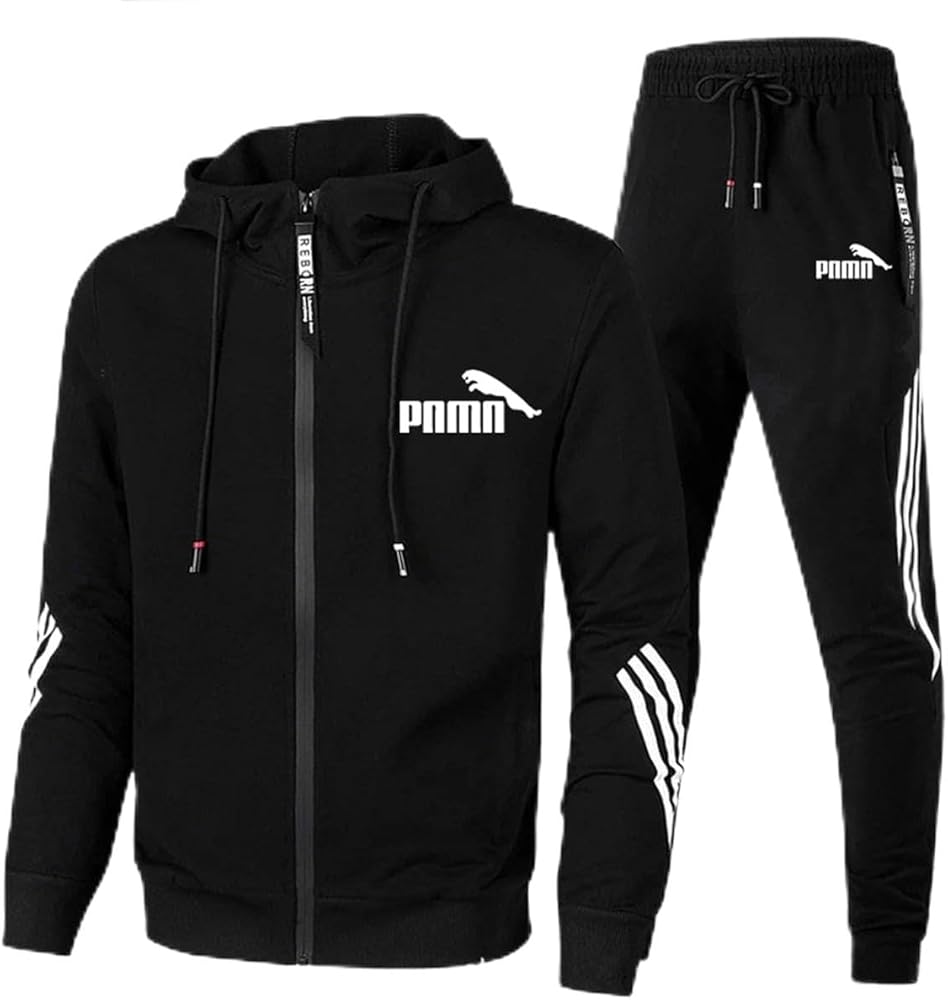 Men's Jogging Tracksuit 2 Piece Athletic Outfit parody logo Hoodie Sports casual sweatsuit set for men Pullover