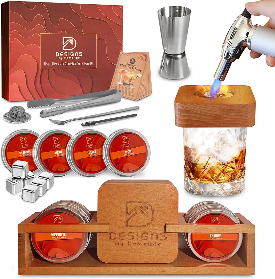 The Ultimate Whiskey Smoker Kit with Torch, Whiskey Stones & Display Stand, Premium Cocktail Smoker Kit with Torch, Old Fashioned Smoker Kit, Bourbon Smoker Kit, Bourbon Gifts for Men (No Butane)