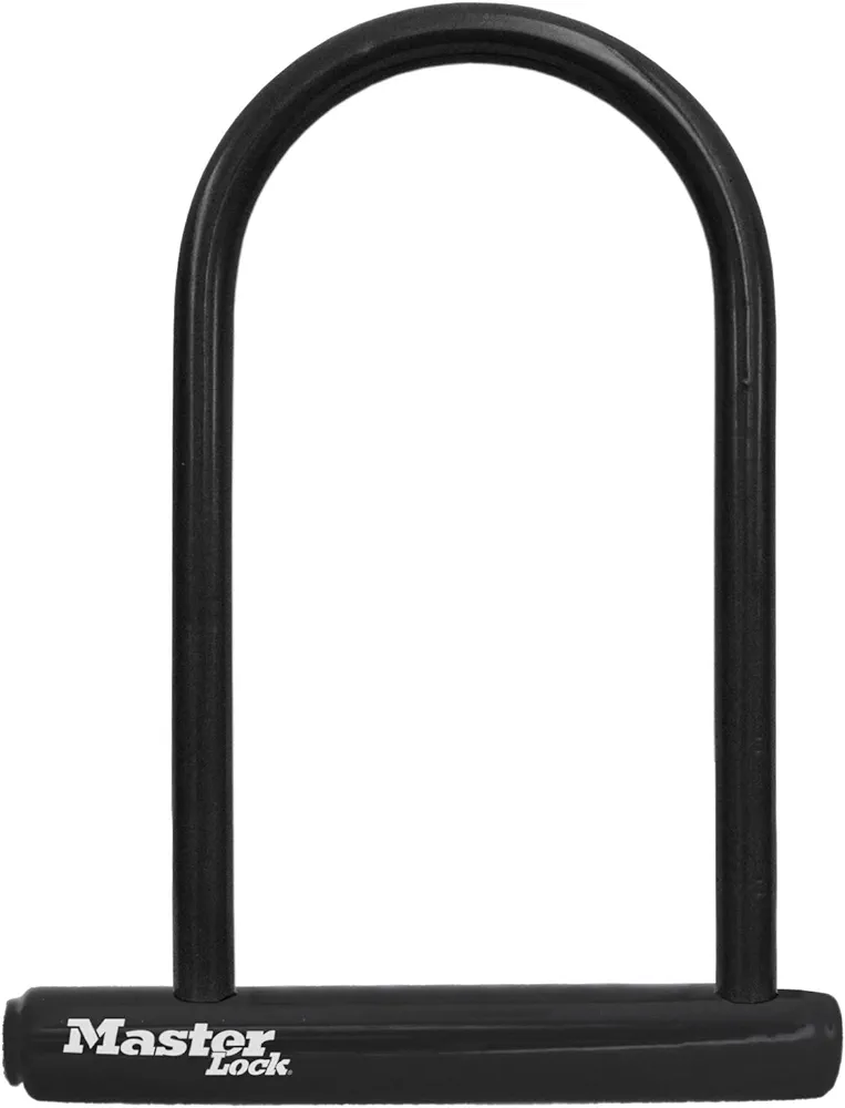 Master Lock Black Bike Lock with Key, Standard Size U-Lock for Bicycles and Other Outdoor Equipment, Anti-Theft Lock for Bikes, 8320D