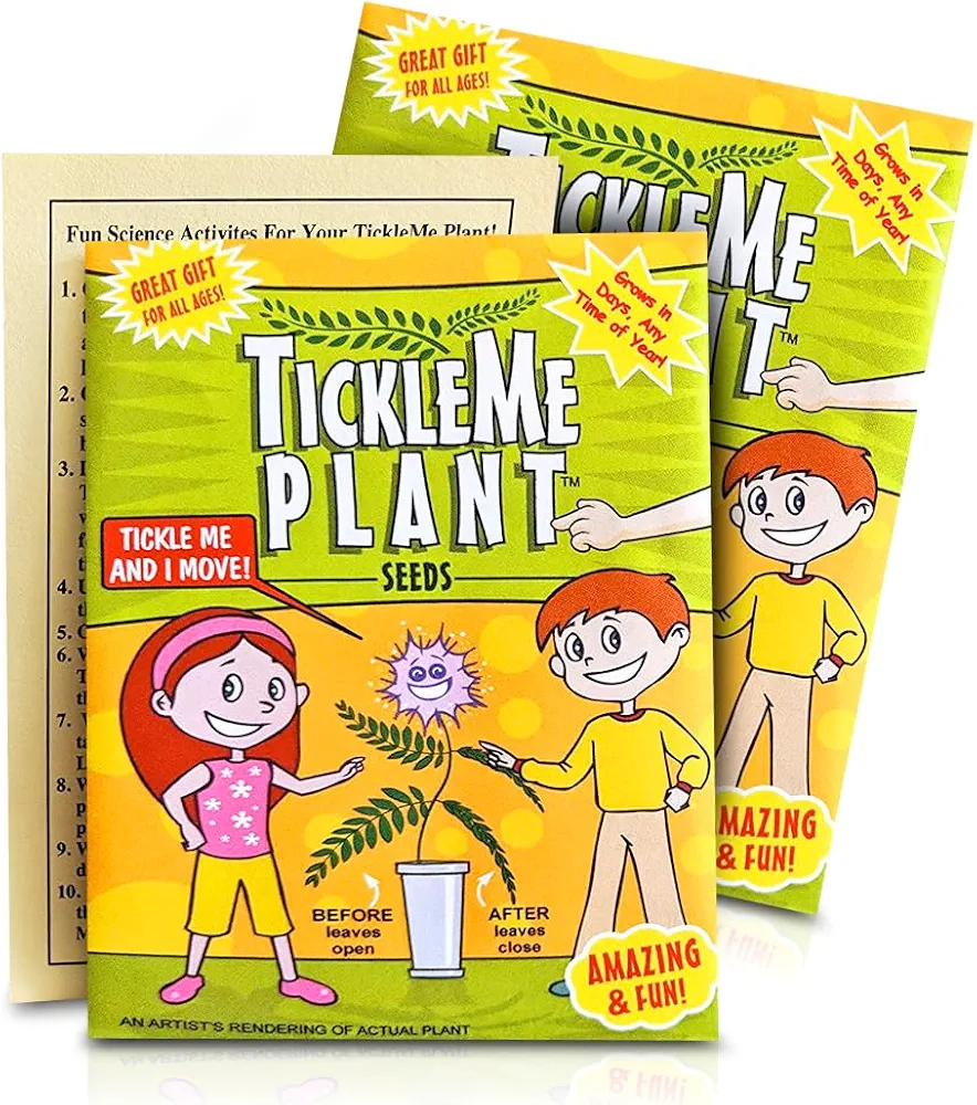 TickleMe Plant Seeds Pack (2) – Fun Party Favor, Leaves Fold When Touched! Easy to Grow Indoors, Can Flower, Includes 10 Activities, Reopens in Minutes – Perfect Stocking Stuffer!