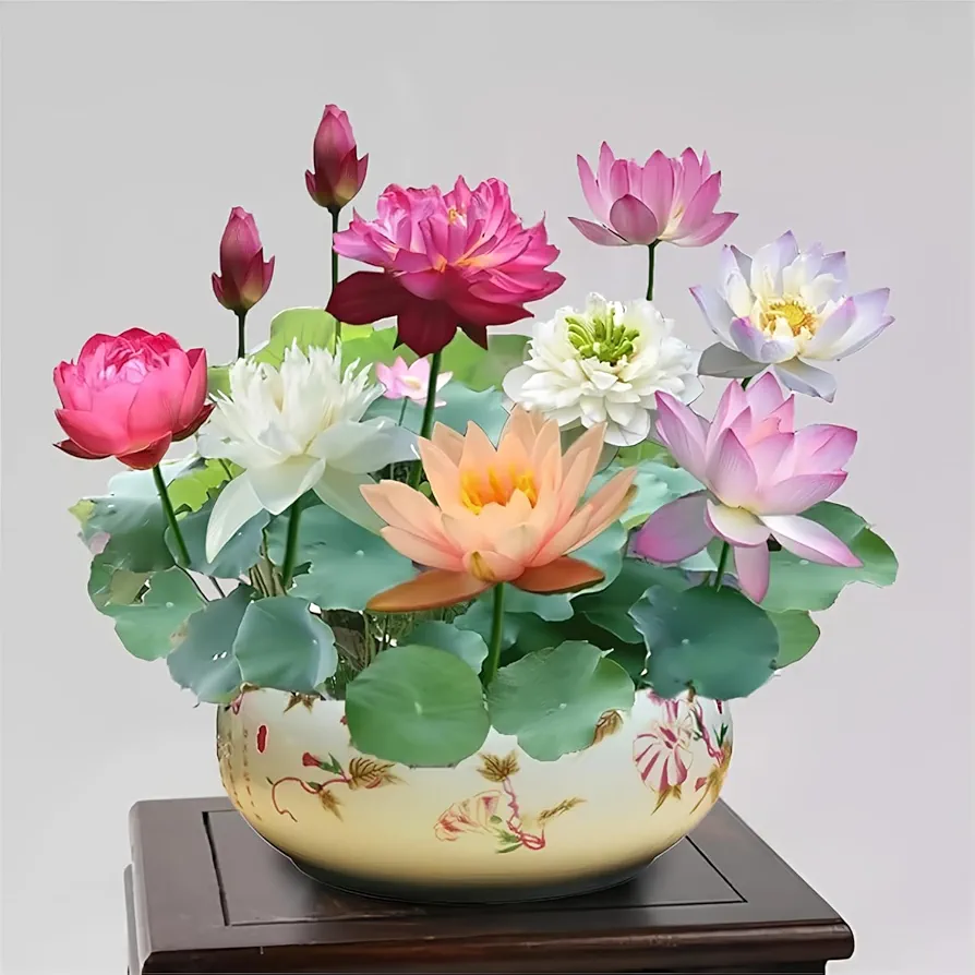 10PCS Bonsai Lotus Seeds for Planting - Mixed Colors Water Lily Flower Seeds