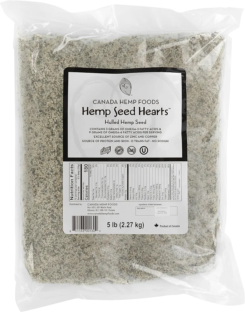 Canada Hemp Foods Hemp Seed Hearts - Vegan Protein and Omega Superfood - NON-GMO, Gluten Free, KETO - 5lb Value Bag