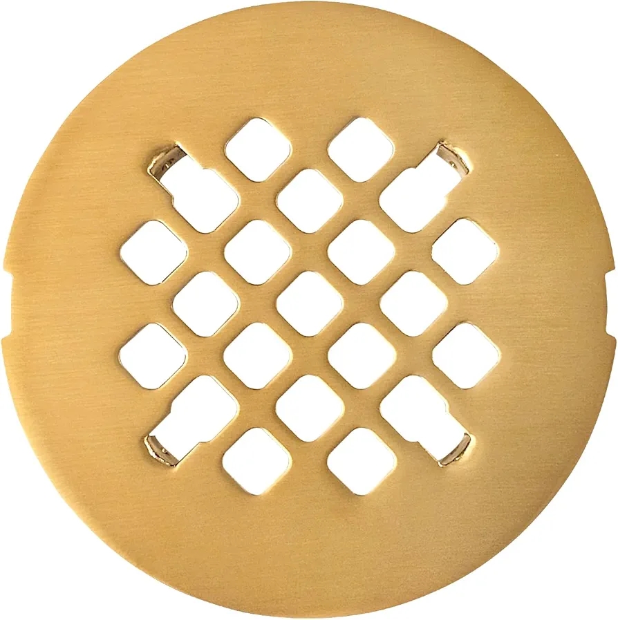 4 ¼” Snap-in Shower Drain Grate - Brushed Gold - Replacement Cover - VHI - Handyman Designed & Tested in America - Will Never Bend or Break