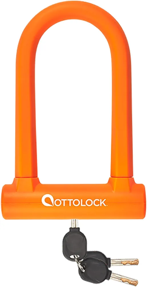 OTTOLOCK Sidekick Compact U-Lock | Lightweight Silicone-Coated Bike Lock (Orange)