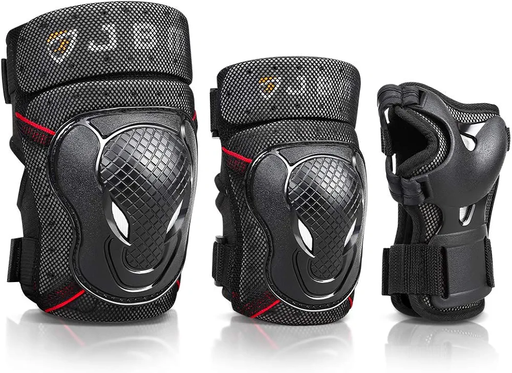 JBM Adult & Kids Knee Pads Elbow Pads with Wrist Guards Protective Set for Biking, Cycling, Riding, Roller Skating, Inline Roller Skating and More Outdoor Multi-Sports