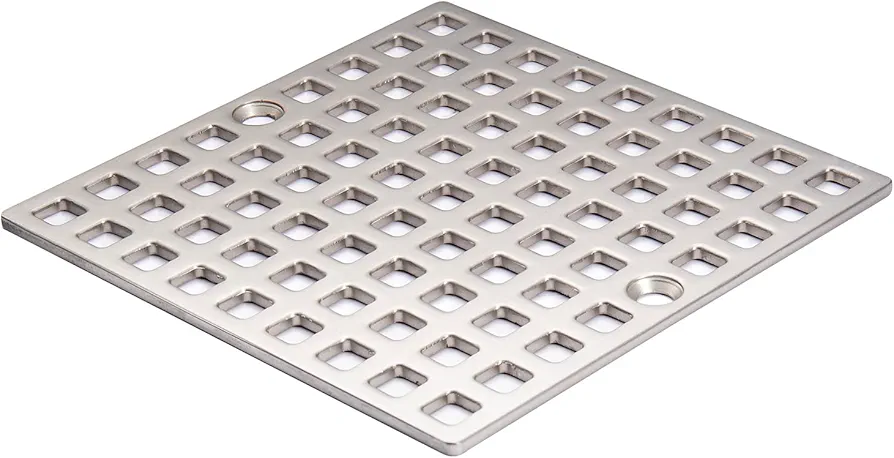 4" Shower Drain Cover Replacement Nickel Brushed, Shower Drain Grate Square Shower Drain Strainer Grid for Bathroom Floor