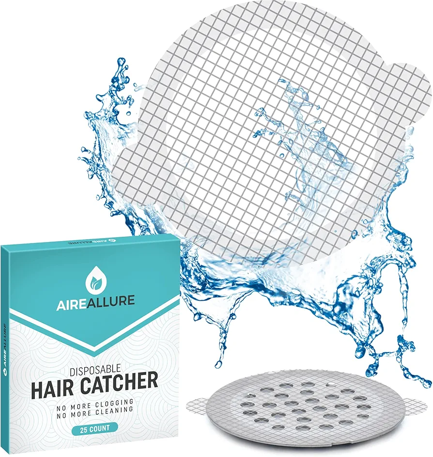 25 Pack, Disposable Shower Drain Hair Catcher Mesh Stickers