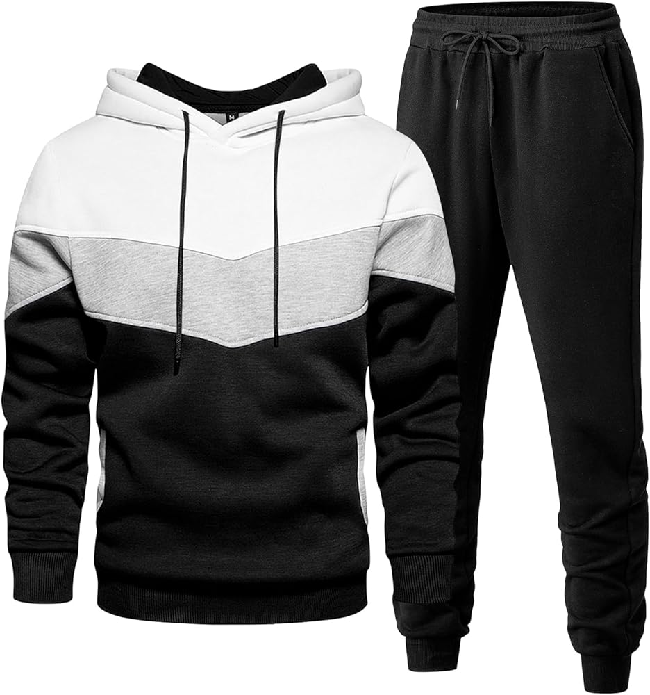 Men's Hoodie Tracksuit 2 Pieces Set Athletic Casual Hooded Sweatshirt and Joggers Set Sweatsuit Outfits