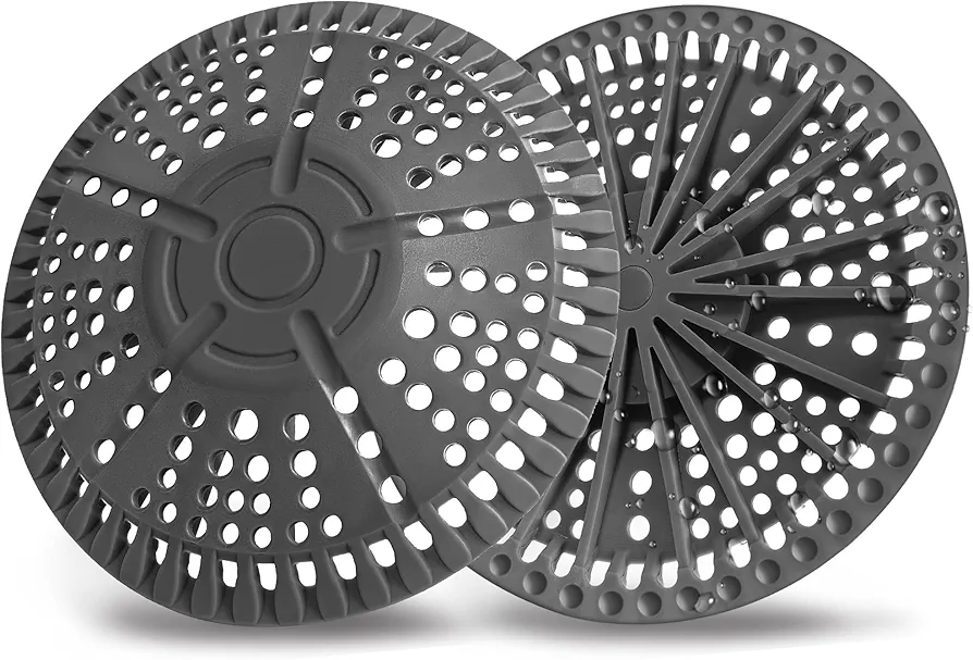 Shower Hair Drain Catcher, 2 Pack 5.5in Shower Hair Catcher Large Premium Silicone Drain Protector Strainer, Shower Drain Cover for Shower Room, Floor Drain, Bathroom Sink, Dark Grey