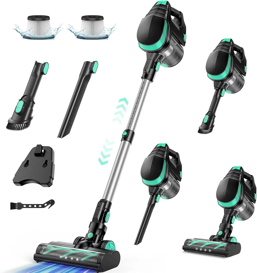 FABULETTA Cordless Vacuum Cleaner, 30Kpa/380W Stick Vacuum Cordless with 50 mins Runtime,3 Suction Modes,6 in 1 Lightweight Vacuum Cleaners for Home, Pet Hair, Carpet＆Hardwood Floor (Lake Blue)