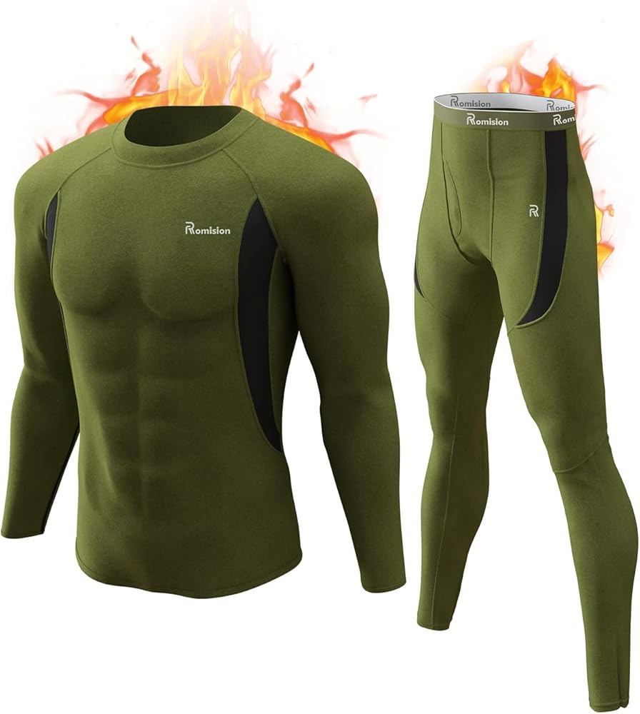 romision Thermal Underwear for Men Long Johns Fleece Lined Hunting Gear Bottom Top Set Base Layer for Cold Weather XS-4XL