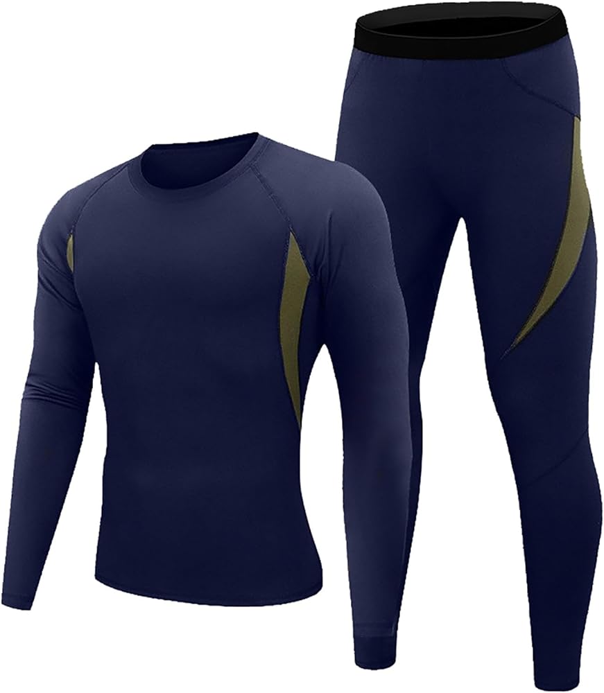 Thermal Underwear Long Johns Set Fleece Sweat Quick Drying Base Layer Fleece Lined Sport Shapewear Top and Bottom Set