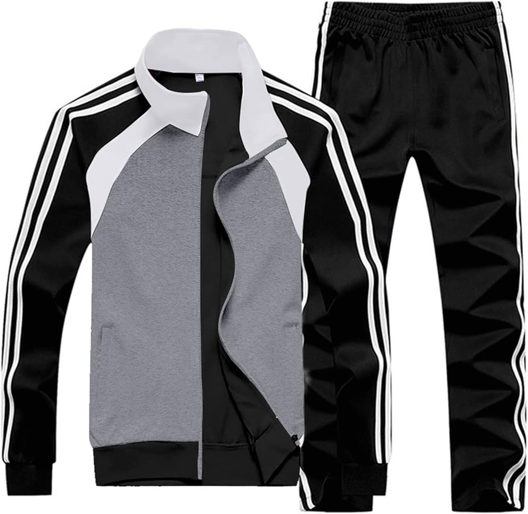 Sun Lorence Men's Athletic Running Tracksuit Set Casual Full Zip Jogging Sweat Suit