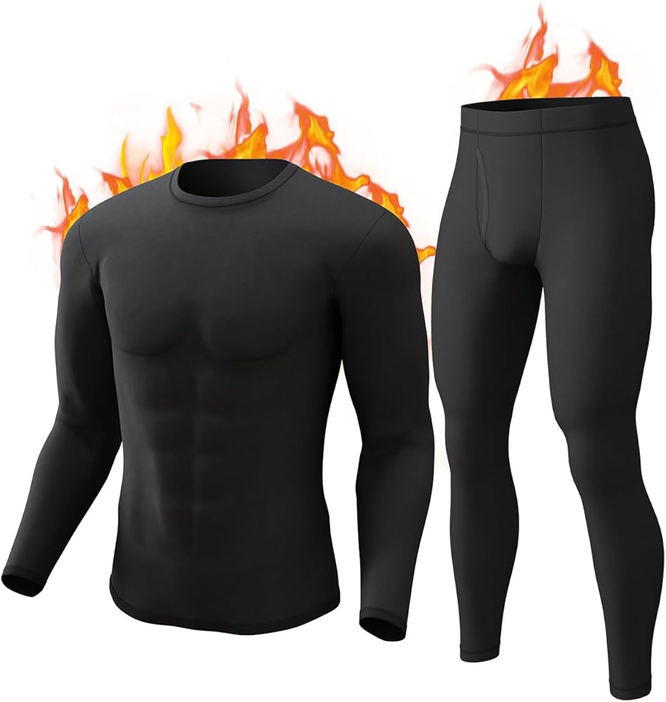 CL convallaria Long Johns Thermal Underwear for Men Soft Fleece Lined Base Layer Cold Weather Top Bottom Set XS-4XL