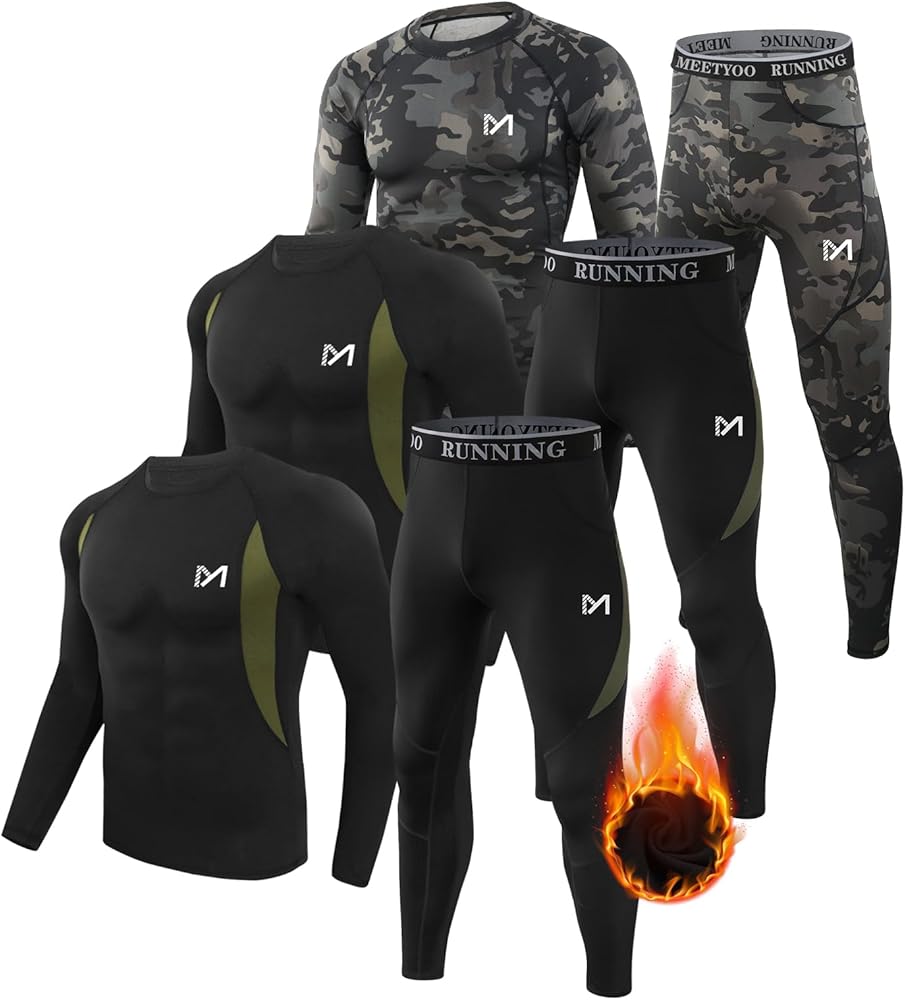 Thermal Underwear for Men, Winter Gear Long Johns Base Layer Top and Bottom Set for Skiing Running