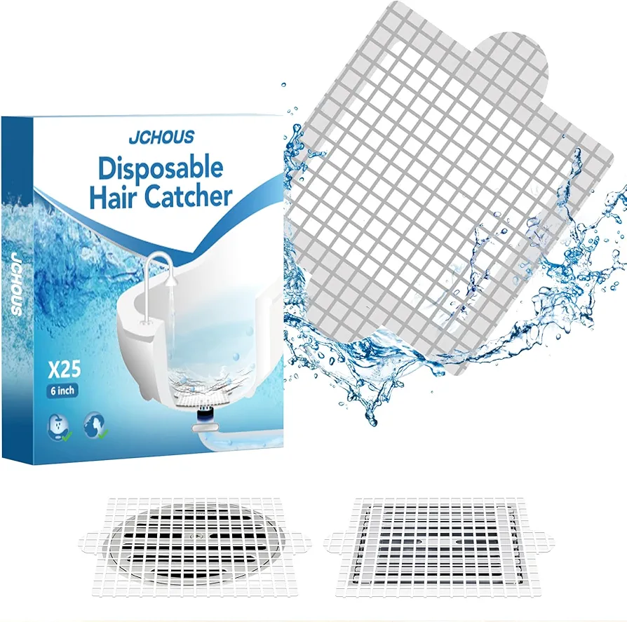 Disposable Shower Drain Hair Catcher, 4.1 Inch Shower Drain Cover Mesh Stickers, 25 Pack