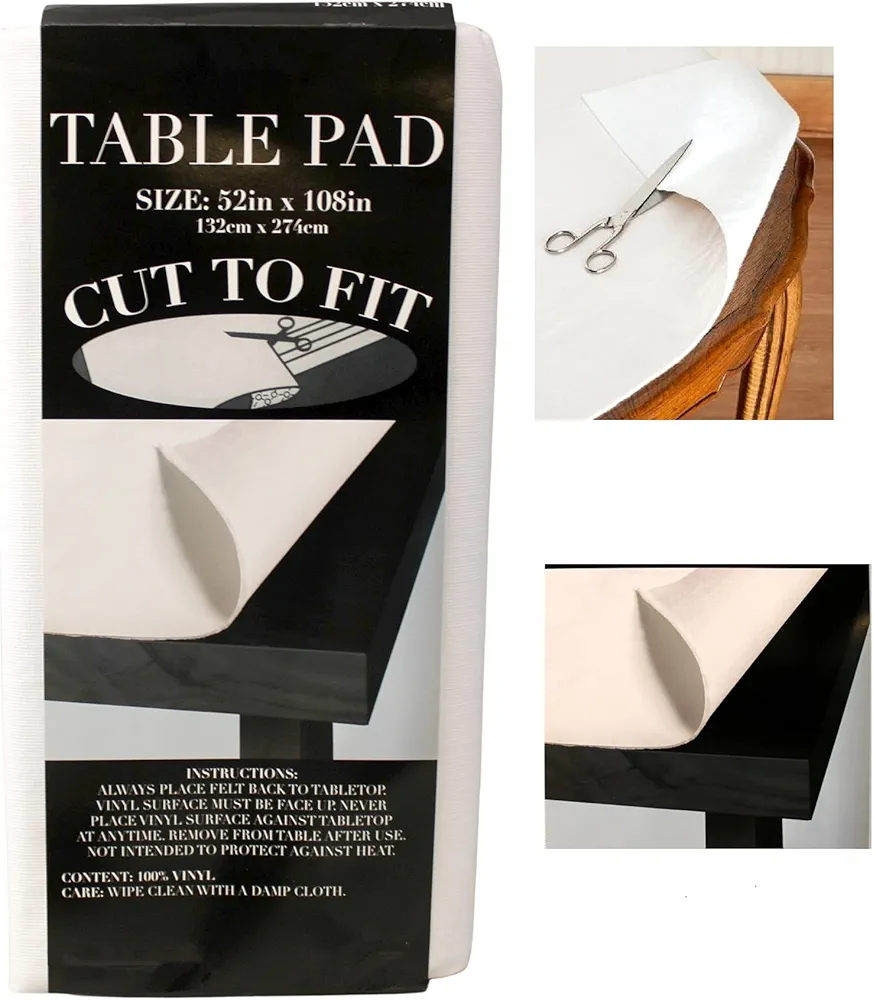 Dependable Industries inc. Essentials Felt Back Vinyl Table Pad Size 52" x 108" Cut to Fit