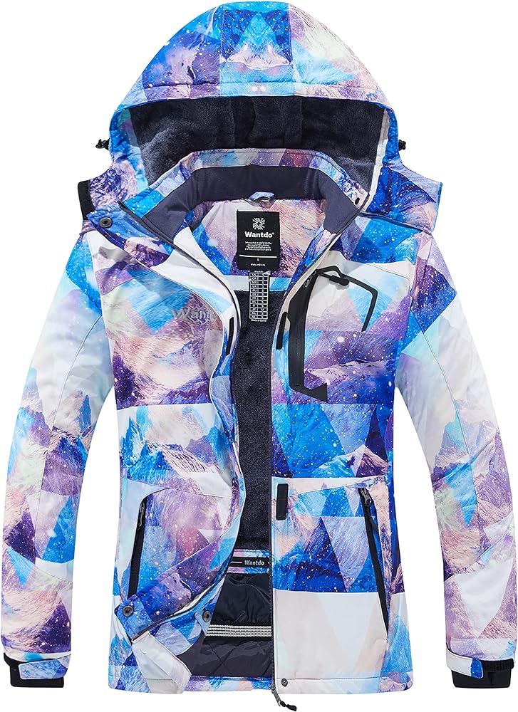 Wantdo Women's Waterproof Ski Jacket Mountain Windproof Rain Jacket Winter Warm Snow Coat