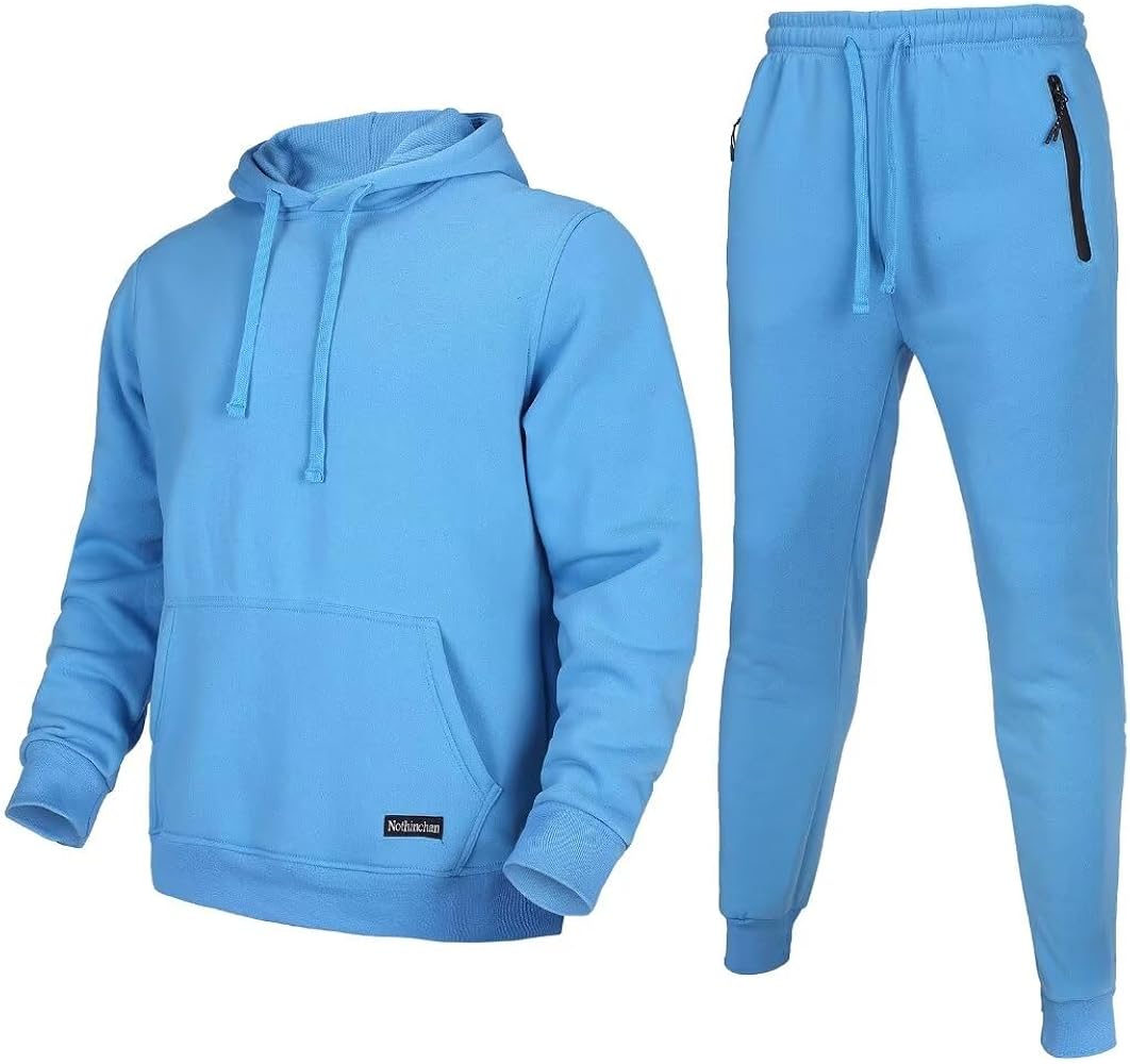 Tracksuit for men 2 pieces,Fleece hooded outfit,casual sweatsuit set jogger suit outdoor sportswear