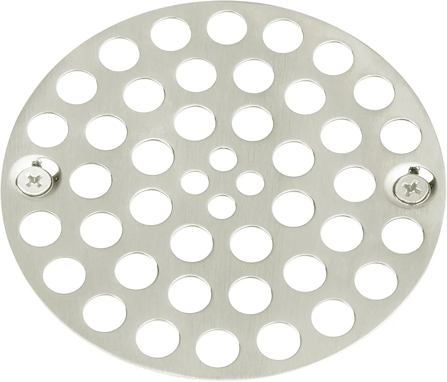 Artiwell 4’’ Shower Strainer Drain Trim Set, Solid Brass Screw-in Shower Strainer Drain Cover, Replacement Strainer Grid by Artiwell, Machine & Self-Tapping Screws Included (Brushed Nickel)