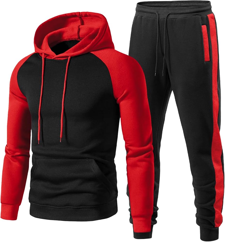 Men's Tracksuit Set 2 Piece Sweatsuits Casual Hoodie Men's Athletic Sports Long Sleeve Pullover Jogging Suit Set