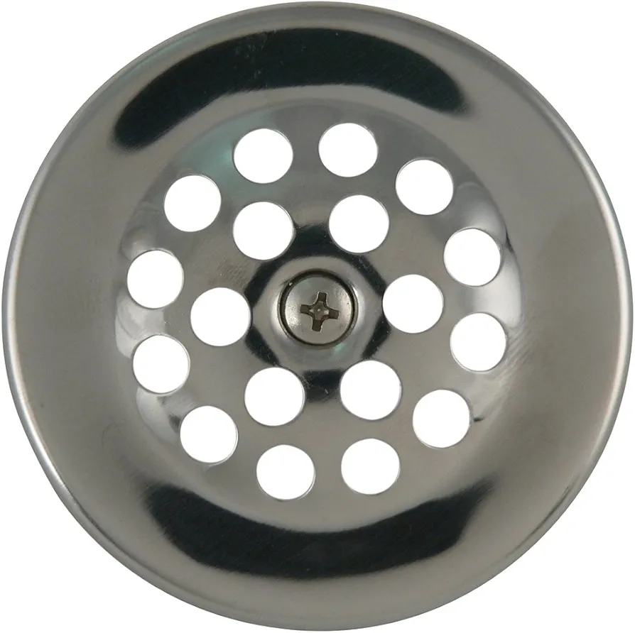 Plumb Pak PP826-64 Bathtub Dome Grid Strainer with Screw, 1 Count (Pack of 1), Polished Chrome