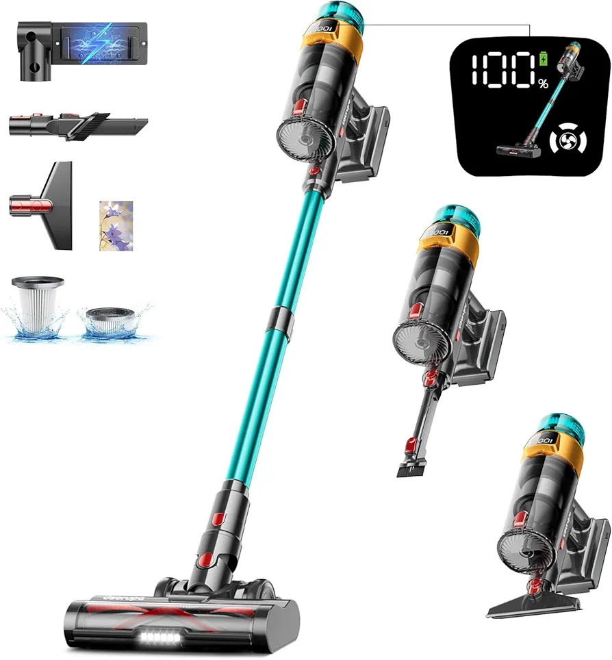 Cordless Vacuum Cleaner, 550W 45KPA 70Mins Vacuum Cleaners for Home, Stick Vacuum with Charging Dock Station, Anti-tangle Wireless Vacuum, Rechargeable Cordless Vacuum for Pet Hair/Carpet/Hard Floor