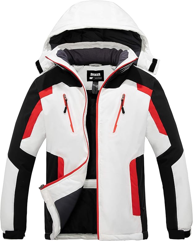 Skieer Men's Waterproof Ski Jacket Winter Snow Coat Windproof Snowboarding Jackets Warm Raincoat