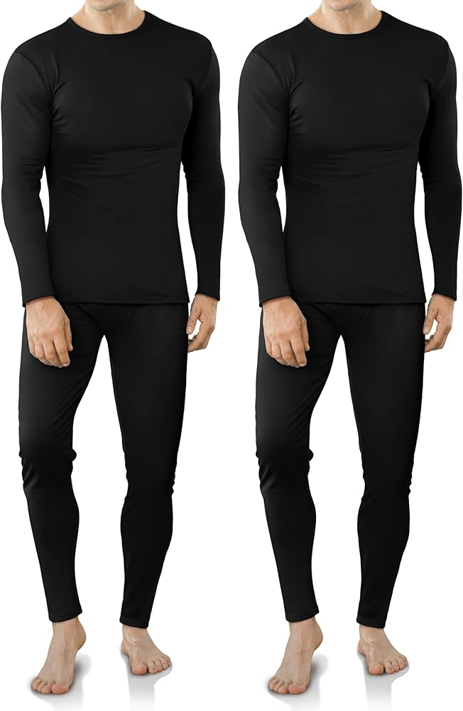 VZV 2 Set Thermal Underwear for Men Winter Long Johns for Men Fleece Lined Mens Thermals Top and Bottom Set Base Layer Men