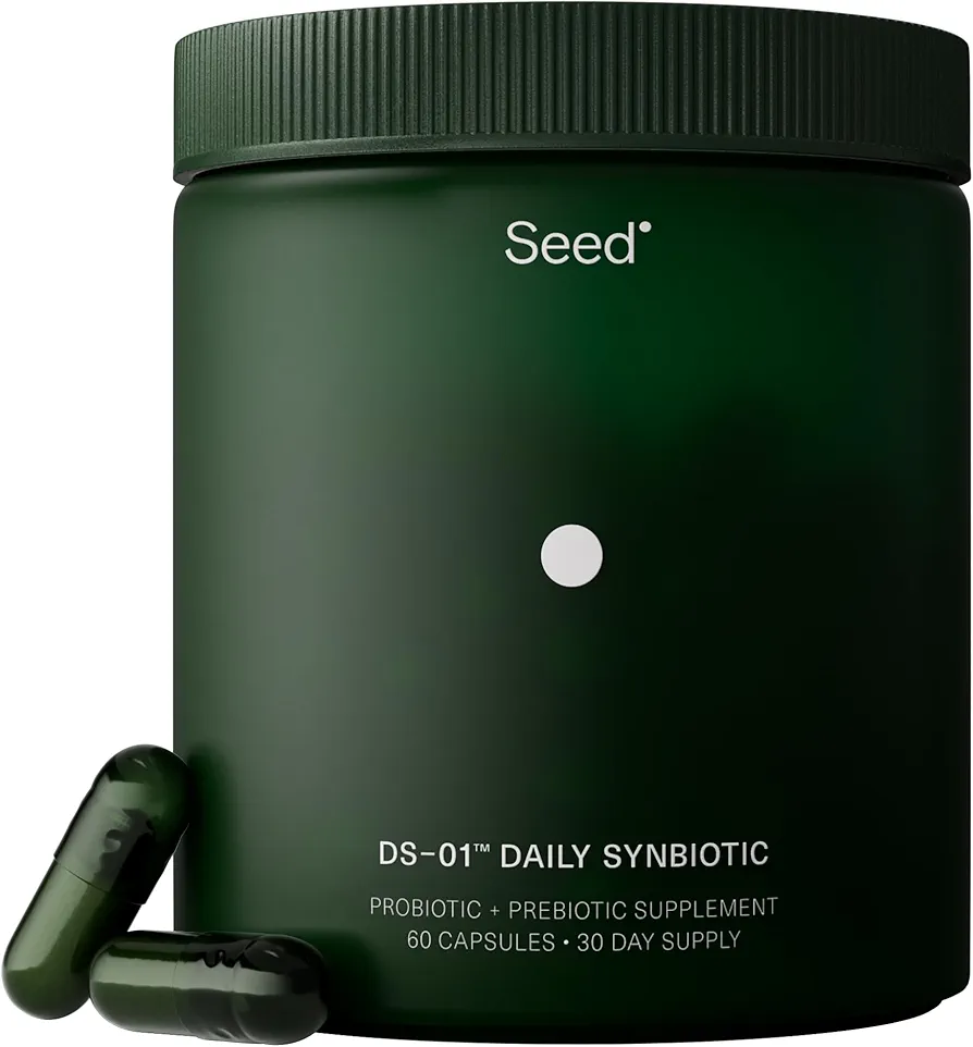 Seed DS-01 Daily Synbiotic - Prebiotic and Probiotic for Women & Men - Digestive Health, Gut Health, Immune Support, Bloating & Constipation Relief - Vegan & Shelf-Stable - 60 Capsules (30-Day Supply)