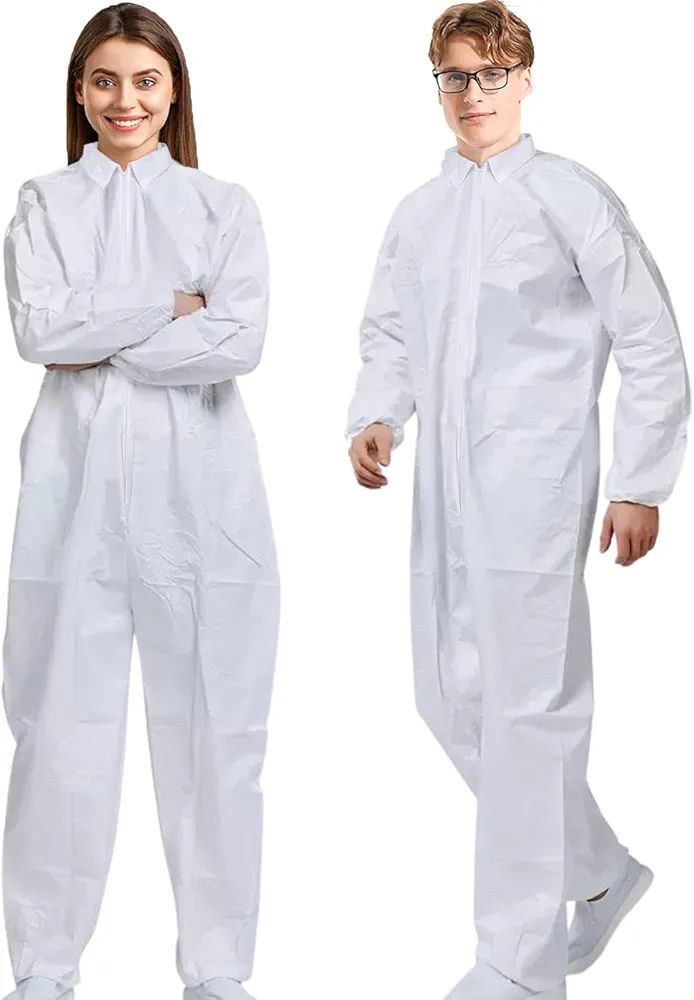 Hazmat Suits | One Pack, Medium | Disposable Protective Coveralls, Heavy Duty Full Body Painters Suit for Men & Women Without Hood - Breathable & Water Resistant - Medium