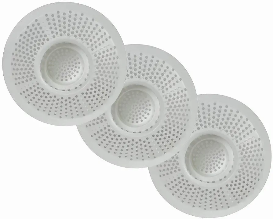 Hairstopper Drain Cover Hair Catcher for Shower and Bathtub, White, 3 Pack