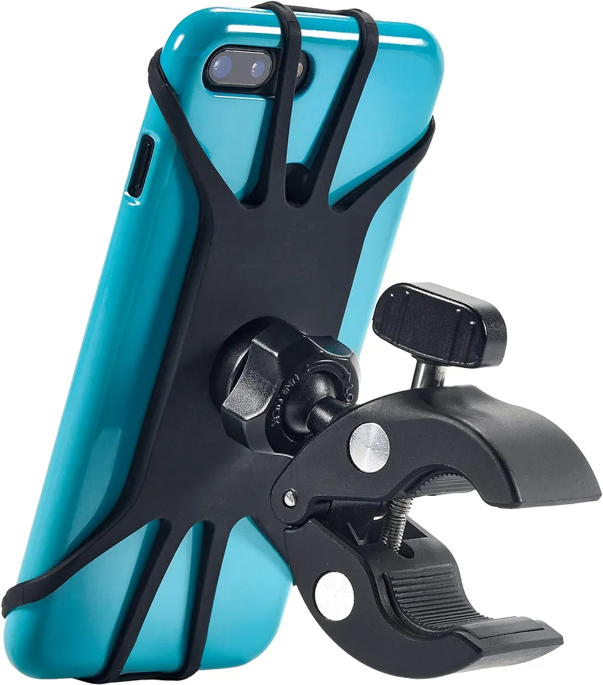 Upgraded 2024 Bicycle & Motorcycle Phone Mount - The Most Secure & Reliable Bike Phone Holder for iPhone, Samsung or Any Smartphone. Stress-Resistant & Highly Adjustable. x10 to Safeness & Comfort