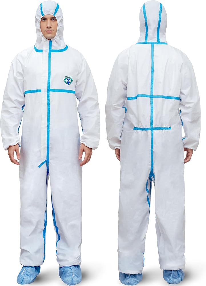 Medtecs Hazmat Suits - 6 Sizes Options - Disposable Coveralls Suit, Medical Protective Coverall PPE Hazmat Suits