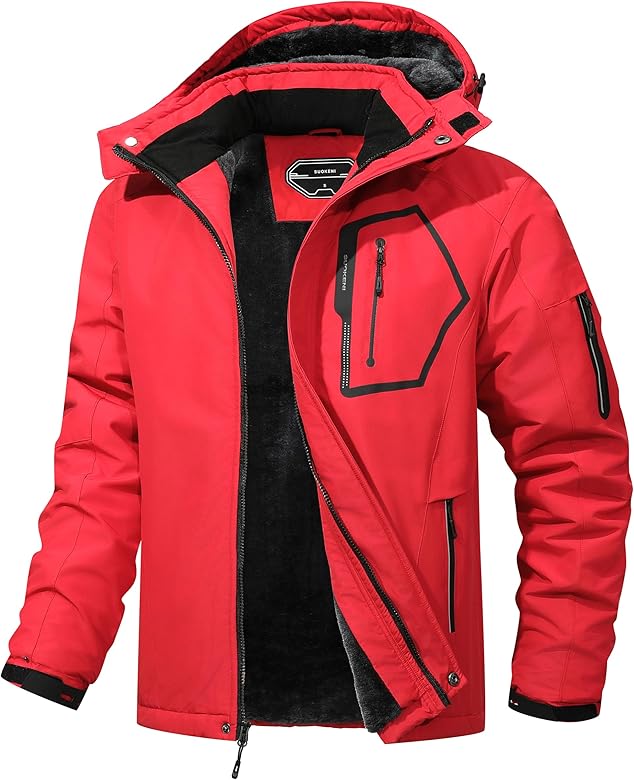 Men's Ski Jacket Winter Warm Snow Coat Waterproof Windbreaker Hooded Work Outerwear Snowboarding Jackets