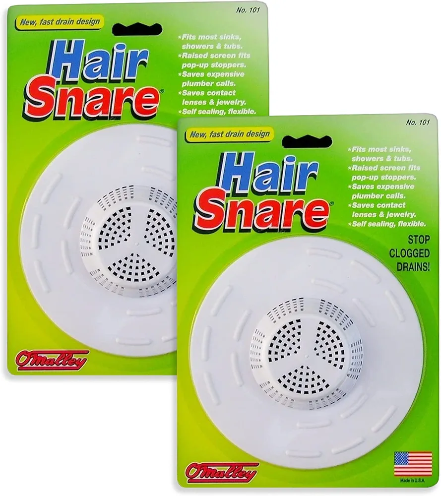 O'Malley Hair Snare Drain Cover Universal - White (2 Pack) …