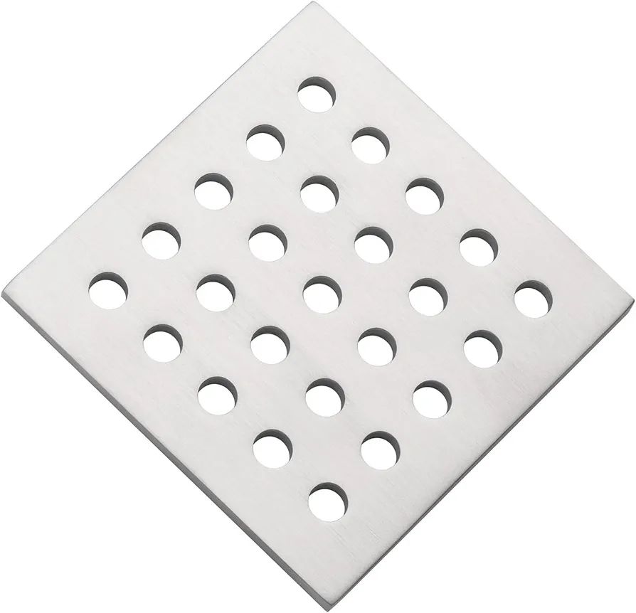 3.75 Inch Square Shower Drain Cover 95MM Floor Drain Grate (Brushed Nickel)